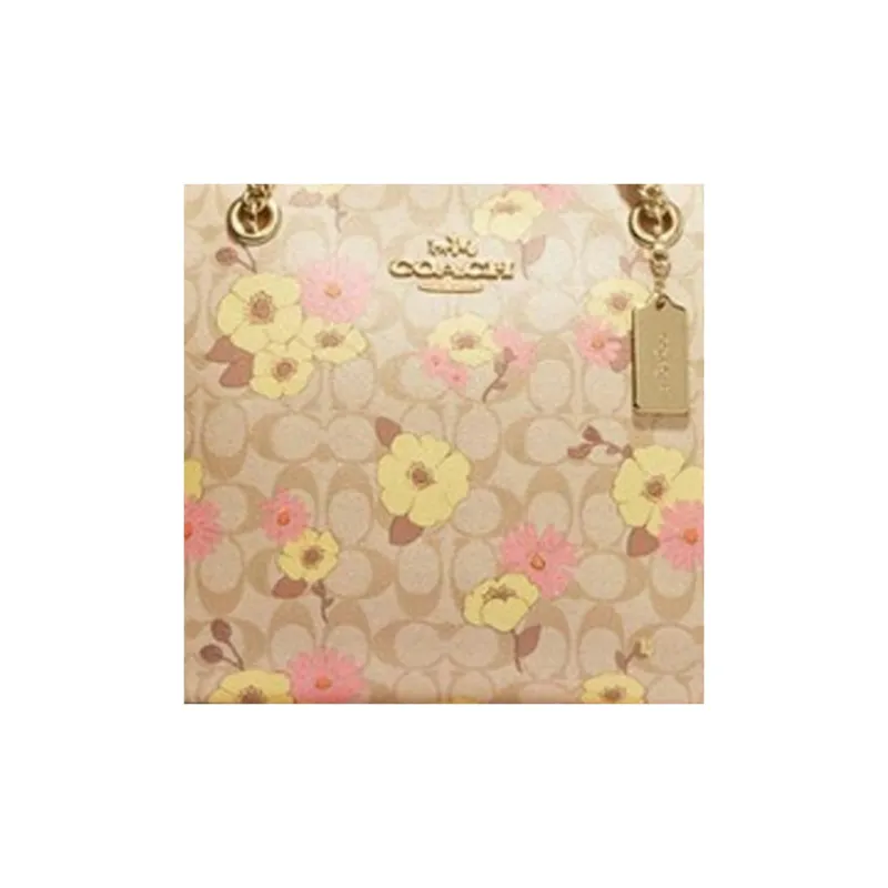 COACH Cammie Canvas With Leather Tote Bag, Shopping Bag, Handbag, Shoulder Bag Women's Khaki-3