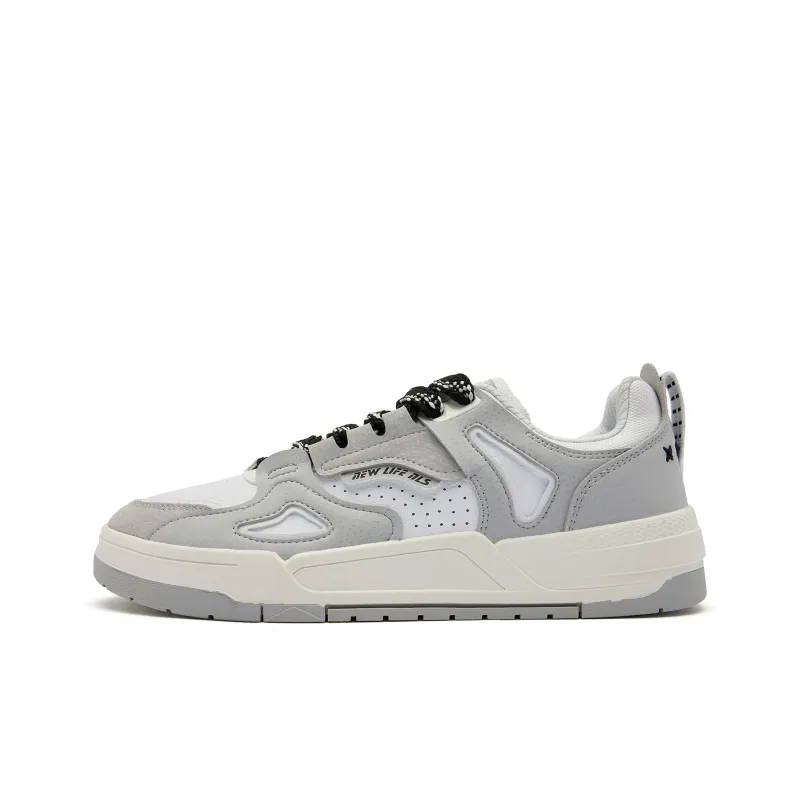 QIAODAN Inheritance 1.0 Cushioning Wear Resistant Low Top Skateboard Shoes Men's Gray White-0