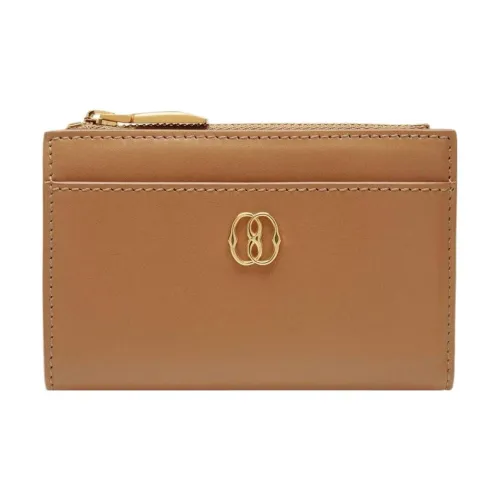 BALLY Cow Leather Money Clip Card Holder Women's Brown