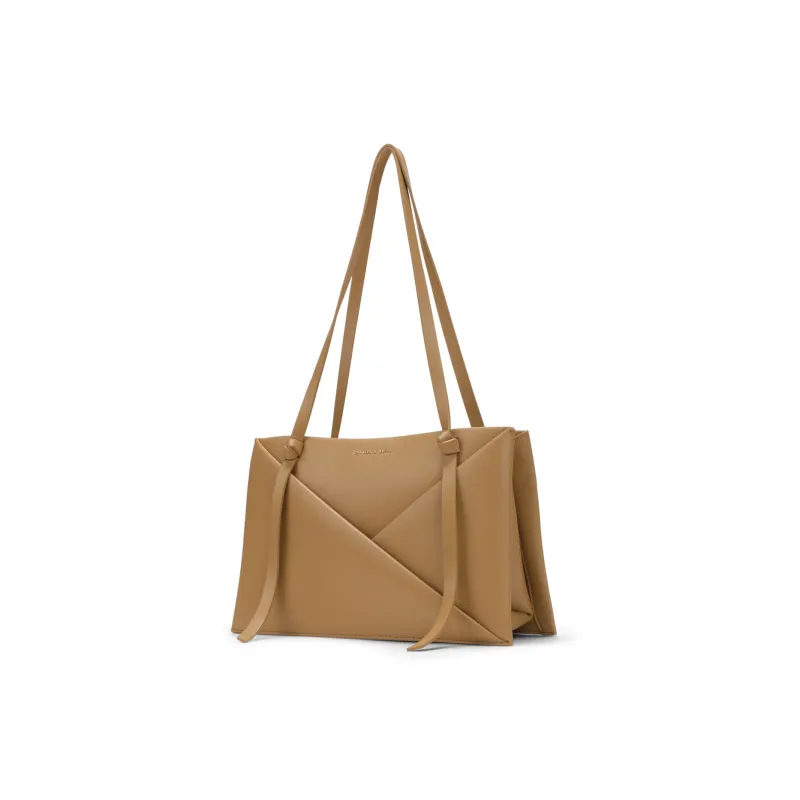 CHARLES&KEITH PU One Shoulder Bag Medium Size Women's Noir Black/Tan Tea Brown/Camel-9