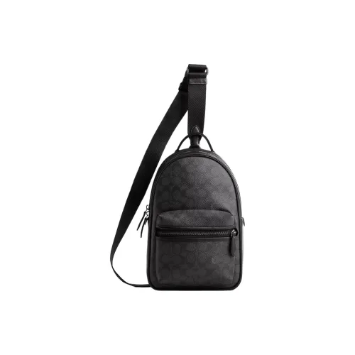 COACH Charter Canvas With Leather Sling Bag Fanny Pack Shoulder Bag Crossbody Bag Small Size Men's Charcoal