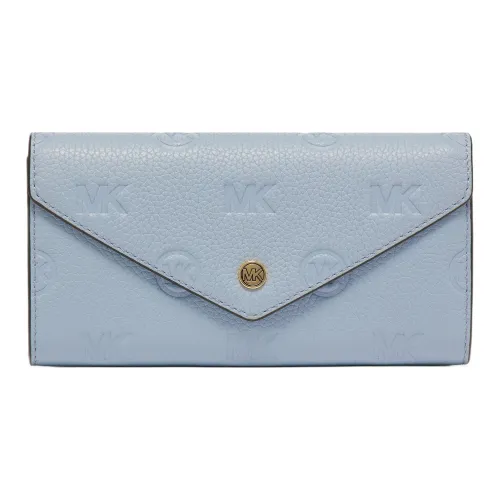 MICHAEL KORS Jet Set Travel Cow Leather Wallet Large Size Women's Light Blue