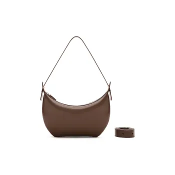 MUVA Cow Leather Niche Design Crescent Moon Shoulder Bag Women's