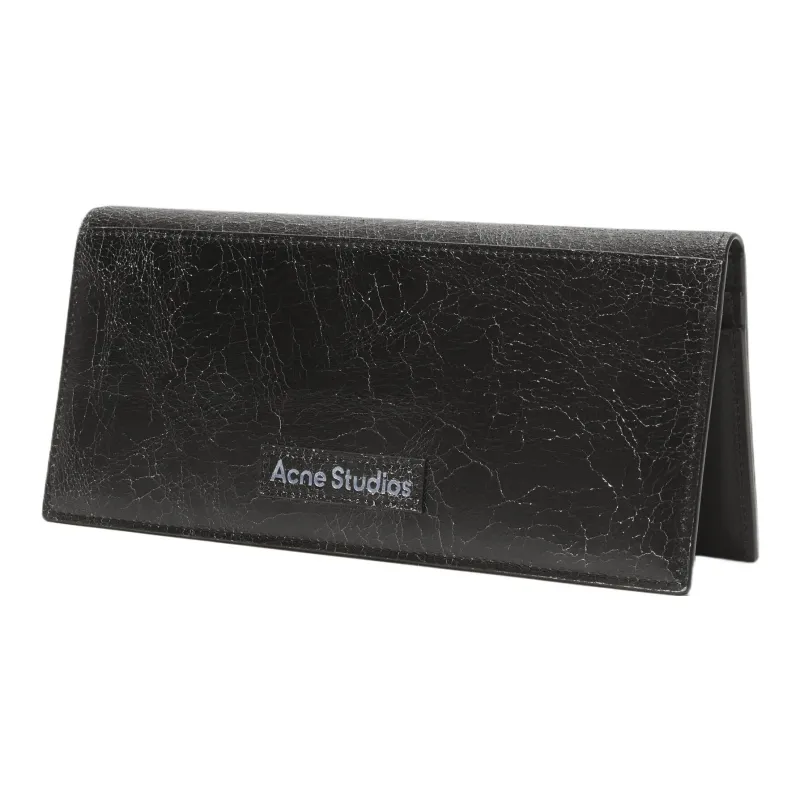 Acne Studios Cow Leather Wallet Large Size Women's Black-1