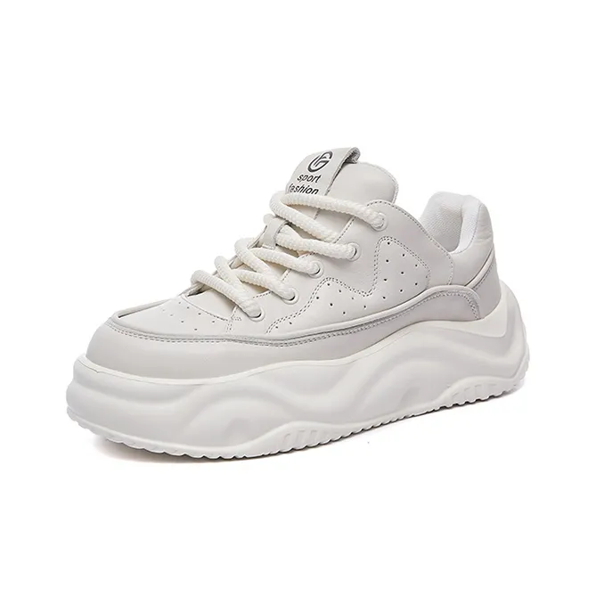 SHERIDan Height Increasing Wear Resistant Water Resistant Low Top Chunky Sneakers Men's White-1