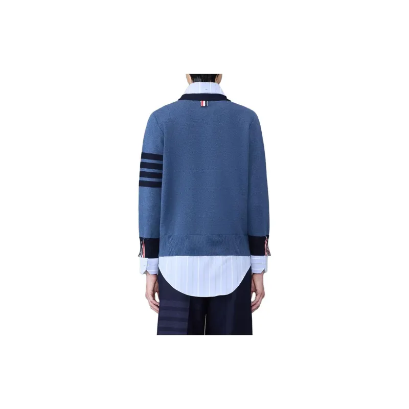 THOM BROWNE Milano Oxford Layered Shirt Cardigan-1