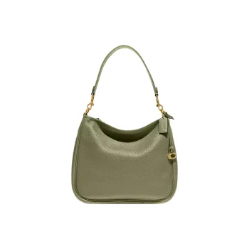 COACH Cary Leather Hobo Bag Handbag Shoulder Bag Large Size Women's Brass With Moss