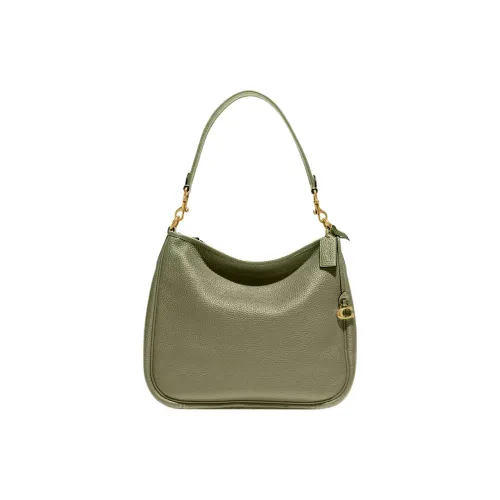 COACH Cary Leather Hobo Bag Handbag Shoulder Bag Large Size Women's Brass With Moss