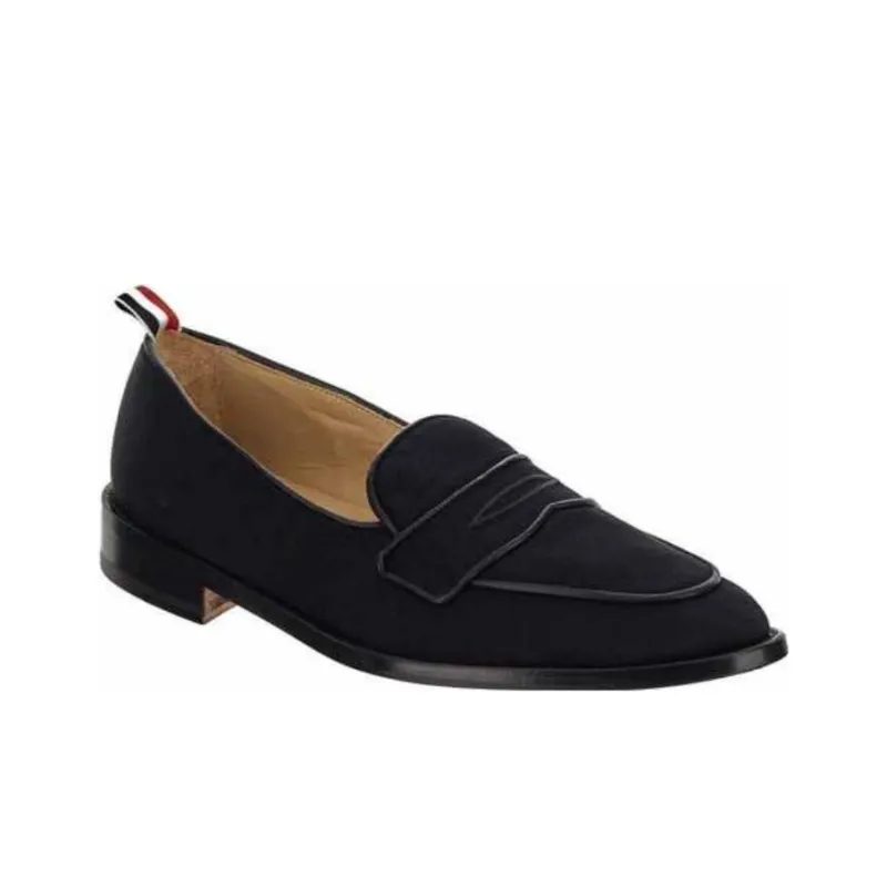 THOM BROWNE Pointed-Toe Slip-On Loafers-2