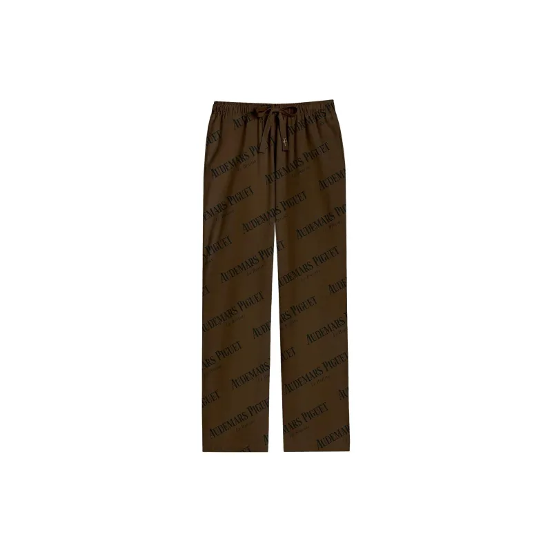 Travis Scott Cj X Audemars Piguet Logo Silk Pajama Pants Brown-1