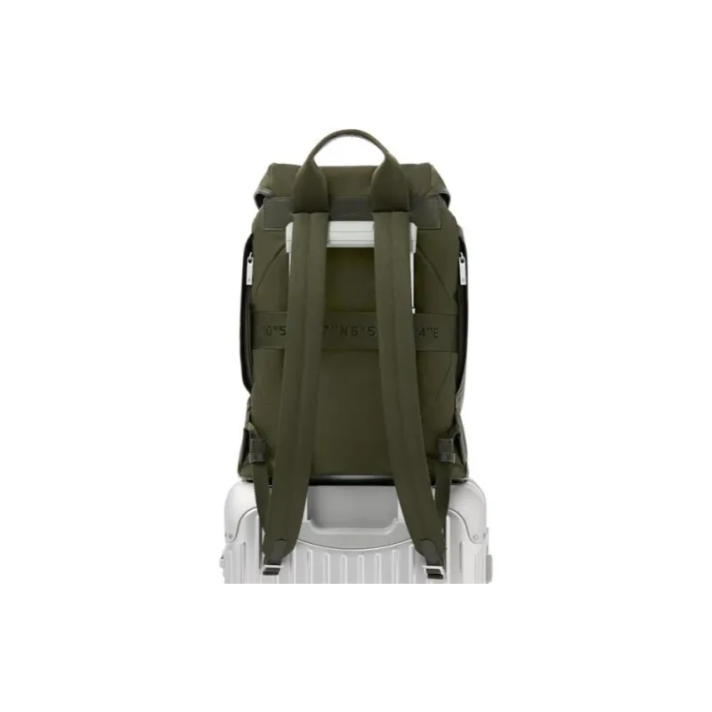 RIMOWA Recycled Nylon With Patchwork Leather Backpack Large Size Men's Khaki Green-3