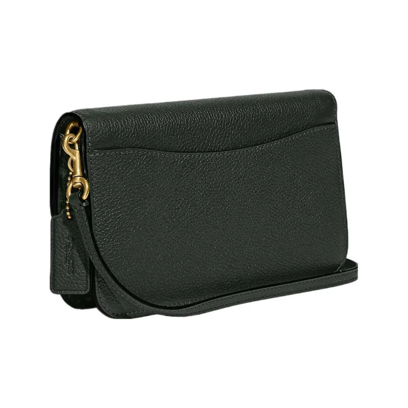 COACH Hayden Polished Pebble Leather Envelope Bag, Shoulder Bag, Crossbody Bag Trumpets Women's Brass & Amazon Green-1