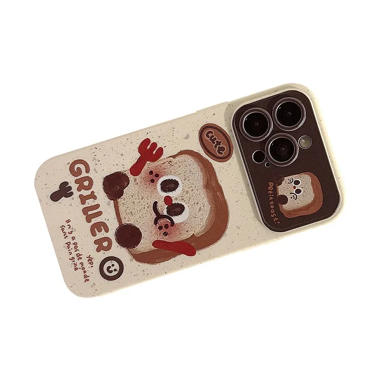 US8ACC IPhone13/14/15/Pro/Ma Silicone Material Cute Style Mini Toast For Breakfast Phone Cases-2
