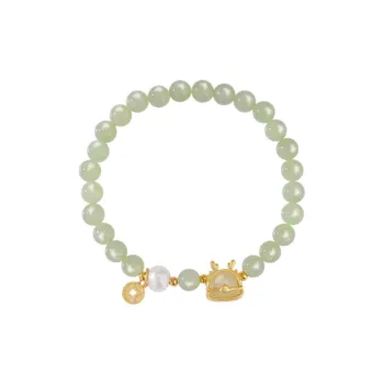 Hongu Is Coming S926 Silver Hetian Jade Bracelets Women's Green Jade