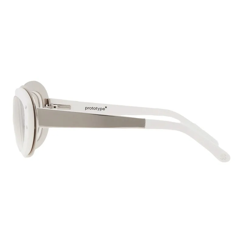 Yohji Yamamoto Acetate Oval Sunglasses Unisex White-2