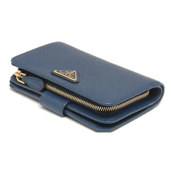 PRADA Saffiano Leather Wallet Small Size Women's Blue-3