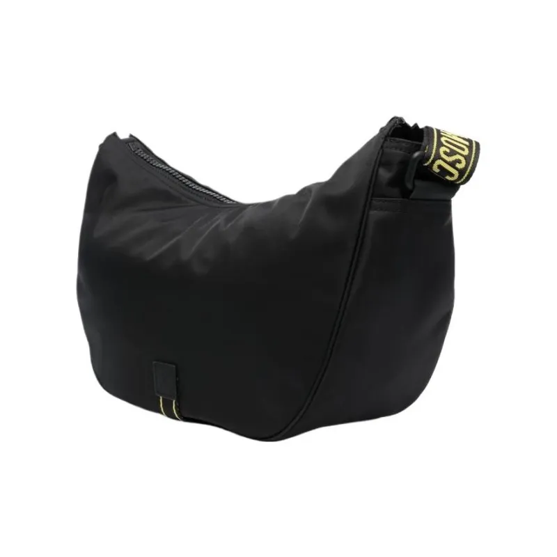 MOSCHINO Calfskin Shoulder Bag Men's Black & Yellow-1
