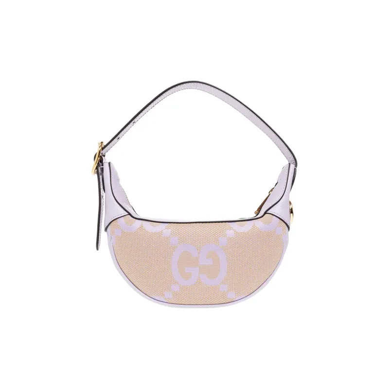 GUCCI Ophidia Fabric With Calfskin Shoulder Bag Handbag Shoulder Bag Women's Light Purple With Beige Accents-2
