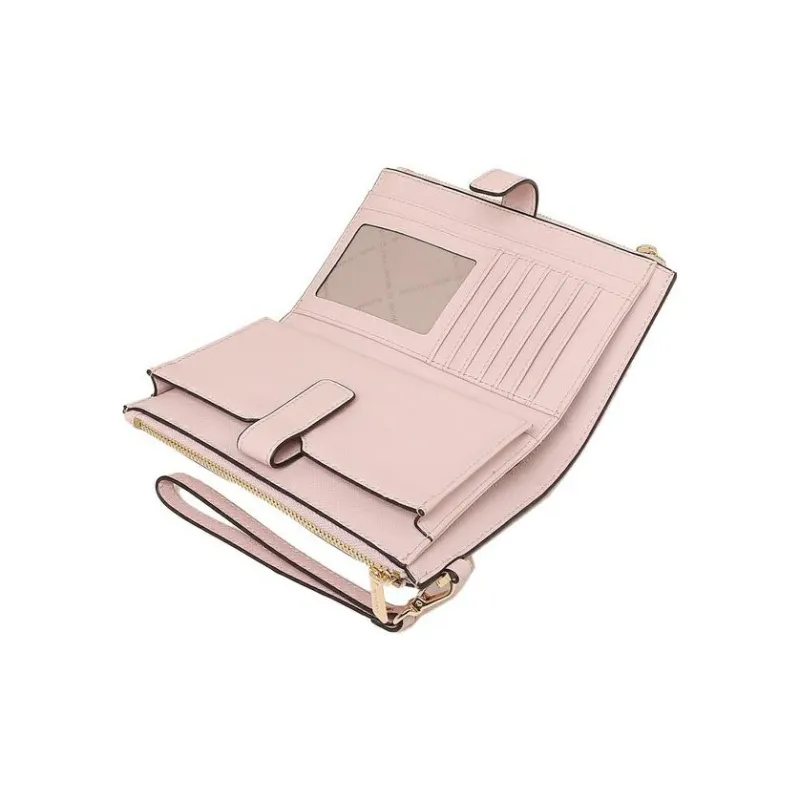 MICHAEL KORS Jet Set Saffiano Leather Wallet Large Size Women's Pink-3