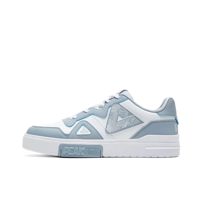 PEAK Guochuang Series Cushioning Wear-Resistant Low-Top Skateboard Shoes Men's All White Elegant Blue-0