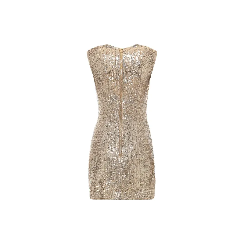 BALMAIN Sleeveless Dresses Women's Gold-1