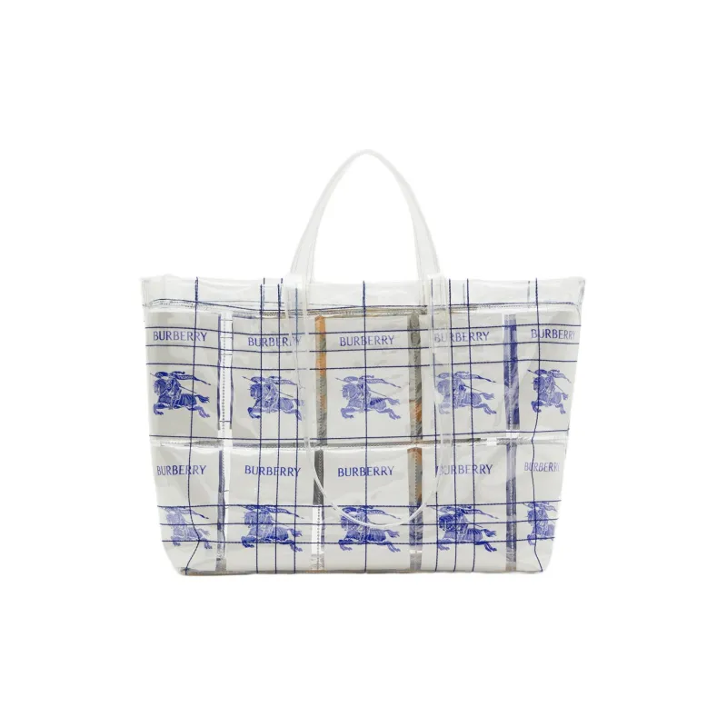 Burberry Polyurethane Tote Bag, Shopping Bag, Handbag Men's White & Blue-2