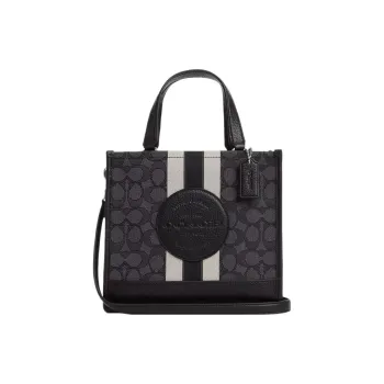 COACH Dempsey Fabric With Cow Leather Tote Bag Shopping Bag Shoulder Bag Crossbody Bag Handbag Small Size Women's Black