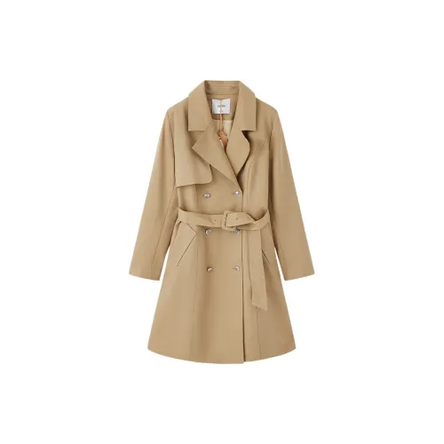 SMEN Trench Coats Women's Khaki