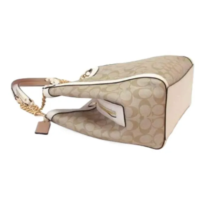 COACH Kristy Canvas With Leather Bucket Bag, Handbag, Shoulder Bag Tubas Women's Light Khaki & White-3