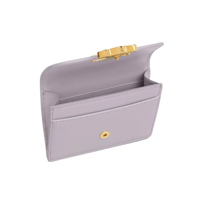 CELINE Triomphe Shiny Cow Leather Wallets Card Holders Women's Light Lilac-3