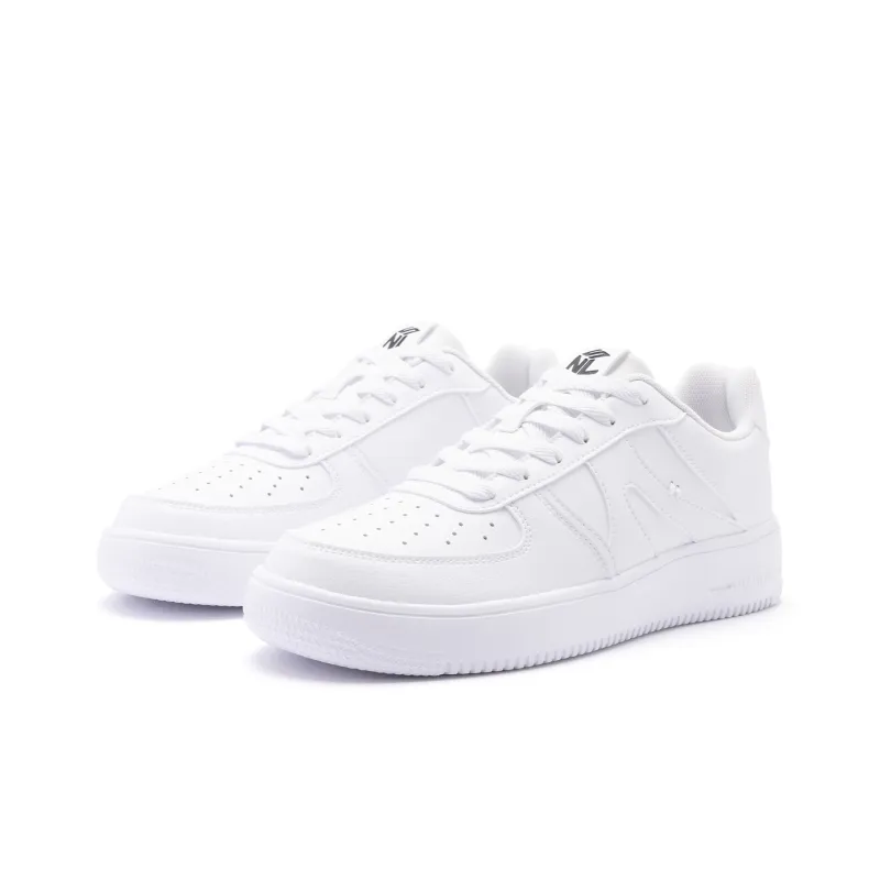 QIAODAN Lightweight Low Top Skateboard Shoes Men's White-2
