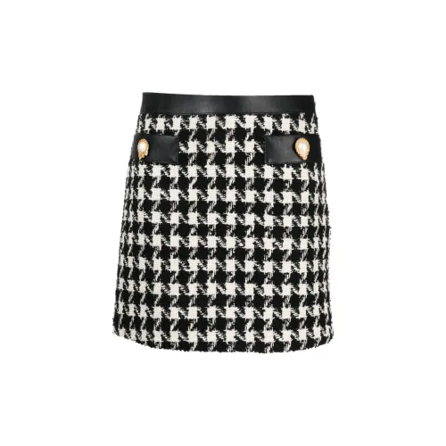 MOSCHINO Mid-Rise Houndstooth Skirt
