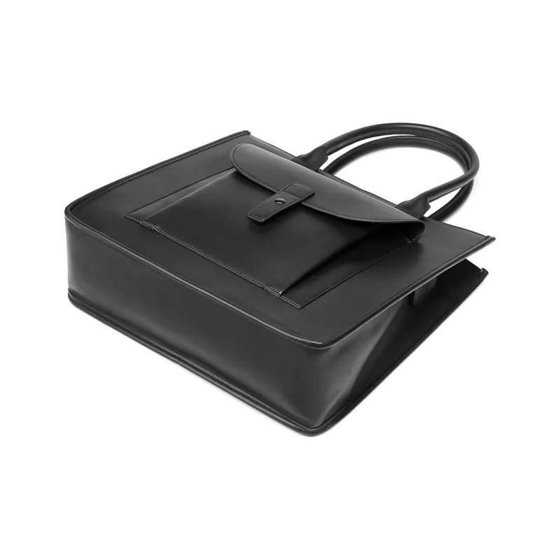 Yawei Kuroda PU Tote Portable Crossbody Bag Large Size Unisex Black-6