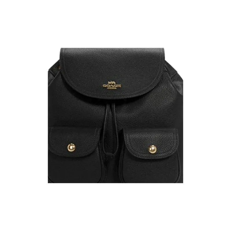 COACH Pennie Leather Backpack Small Size Women's Black-3
