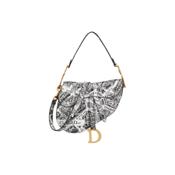 DIOR Saddle Smooth Cow Leather Saddle Bag Shoulder Bag Crossbody Bag Handbag Women's White & Black