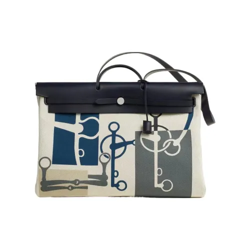 HERMES Herbag Zip HPlume Canvas Shoulder Bag Crossbody Bag Handbag Women's Indigo Stacking Cloud Grey