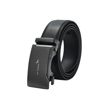 RED DRAGONFLY Business Casual Top Grain Cow Leather Adjustable Automatic Buckle Belt Men's Black Width 3.5cm