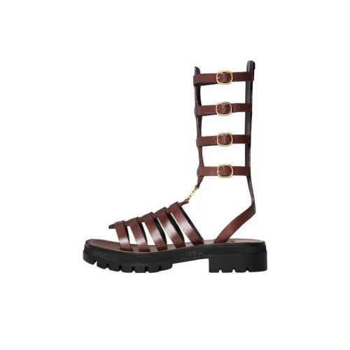 CELINE Clea Triomphe Roman Sandals 4cm Women's Dark Brown