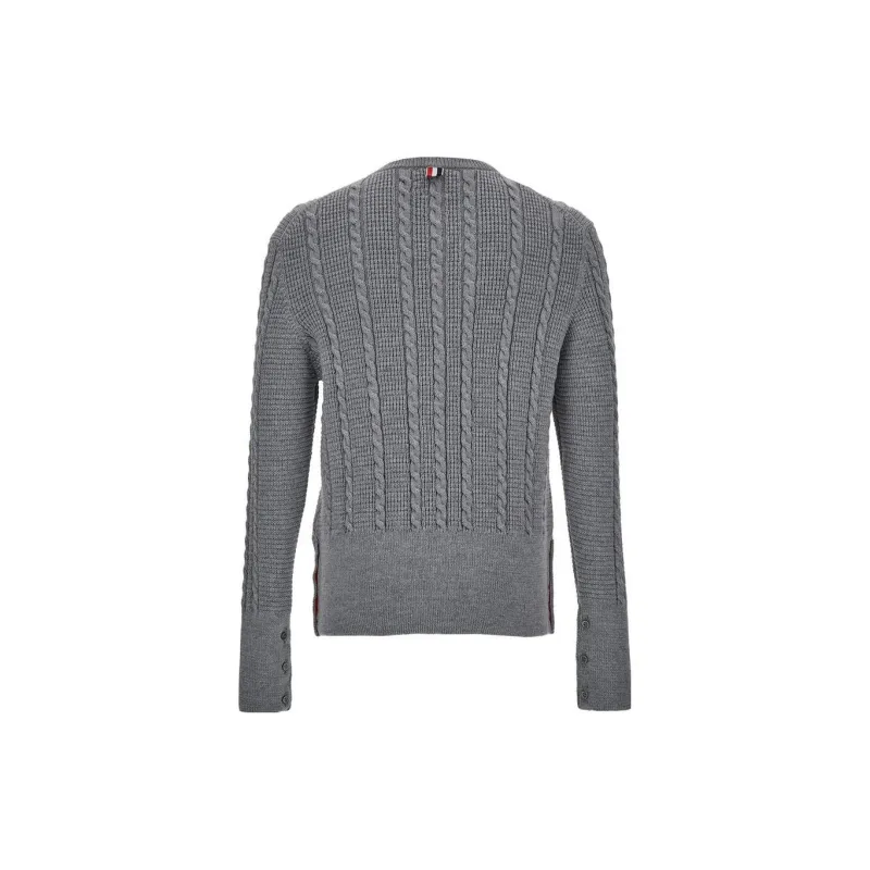 THOM BROWNE RWB Striped Cable Knitted Crewneck Jumper-1