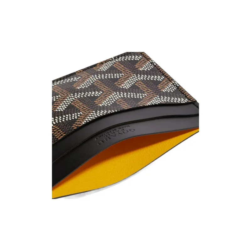 GOYARD Saint-Sulpice Canvas With Leather Dog's Teeth Card Clip Card Holder Unisex Black Spells Black Little Hearts-3