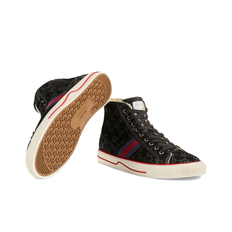 GUCCI Tennis 1977 Stylish Skateboarding Shoes Men's Black Red-4