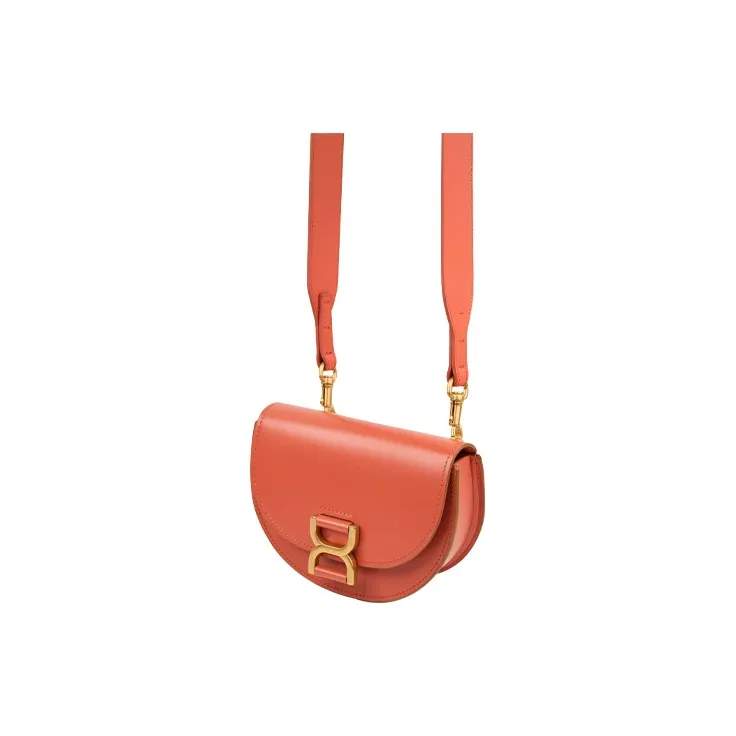Chloe Marcie Calfskin Flap Bag Shoulder Bag Crossbody Bag Mini Women's Orange-1