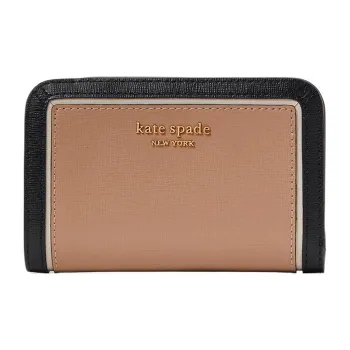 Kate Spade Saffiano Leather Wallet Mini Women's Mocha Coffee Cafe Style