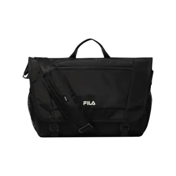 FILA Nylon Messenger Crossbody Bag Shoulder Bag Handbag Large Size Unisex Black