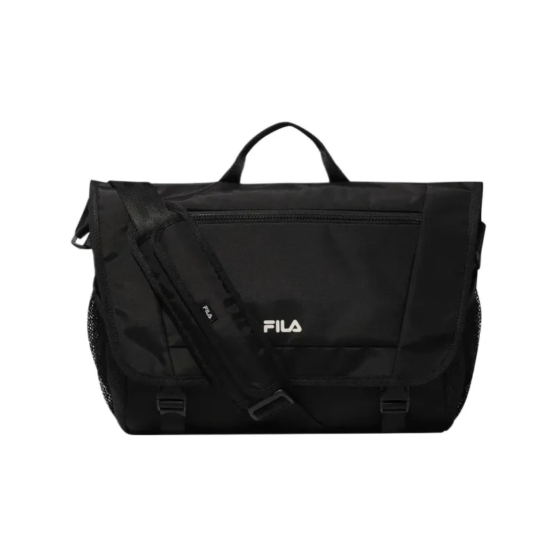 FILA Nylon Messenger Crossbody Bag Shoulder Bag Handbag Large Size Unisex Black-0