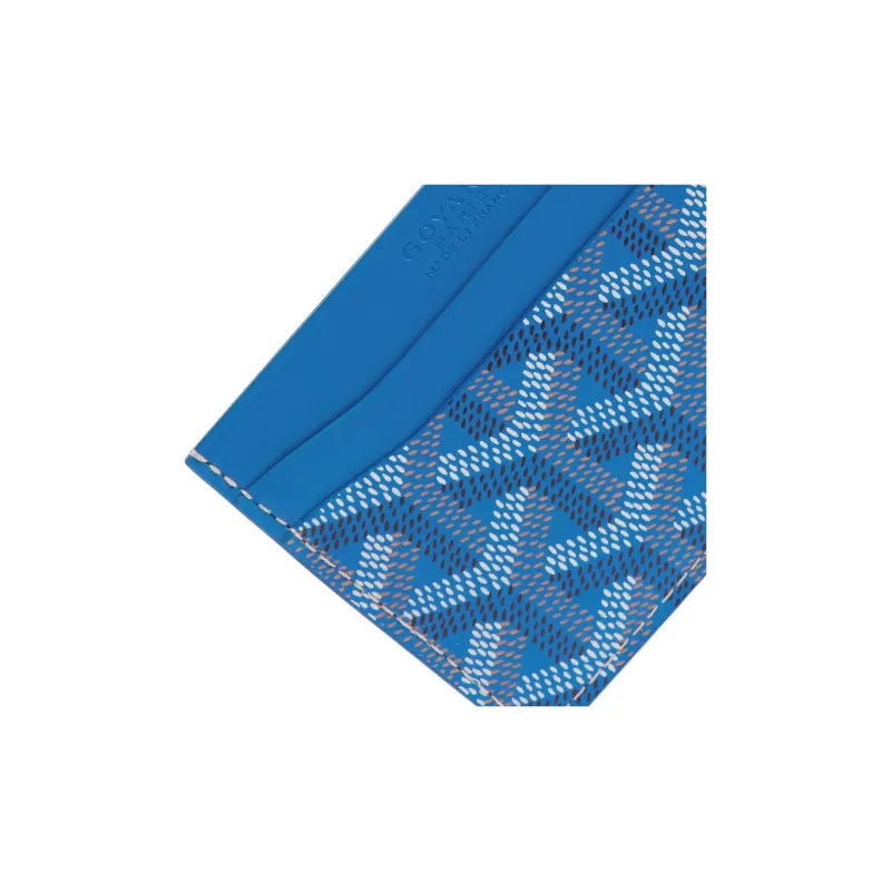GOYARD Saint-Sulpice Canvas With Leather Dog's Teeth Card Clip Card Holder Unisex Sky Blue Spell Yellow Small Hearts-1