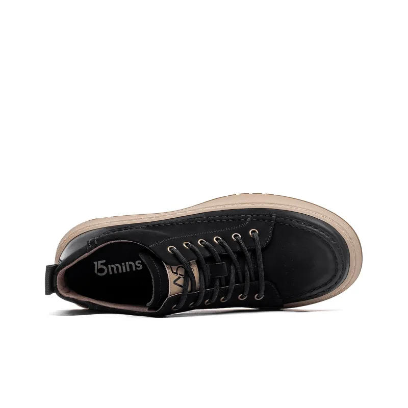 15 MINS Wear Resistant Low Top Skateboard Shoes Men's Black-3