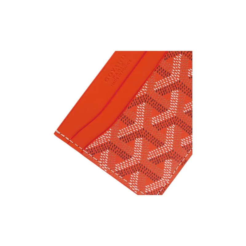 GOYARD Saint-Sulpice Canvas With Leather Dog's Teeth Card Clip Card Holder Unisex Orange Multicolor Small Heart-2