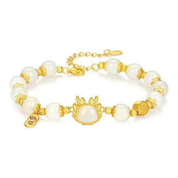 Olampe S925 Silver Hetian Jade Bracelets Women's Pale Greenish White Jade