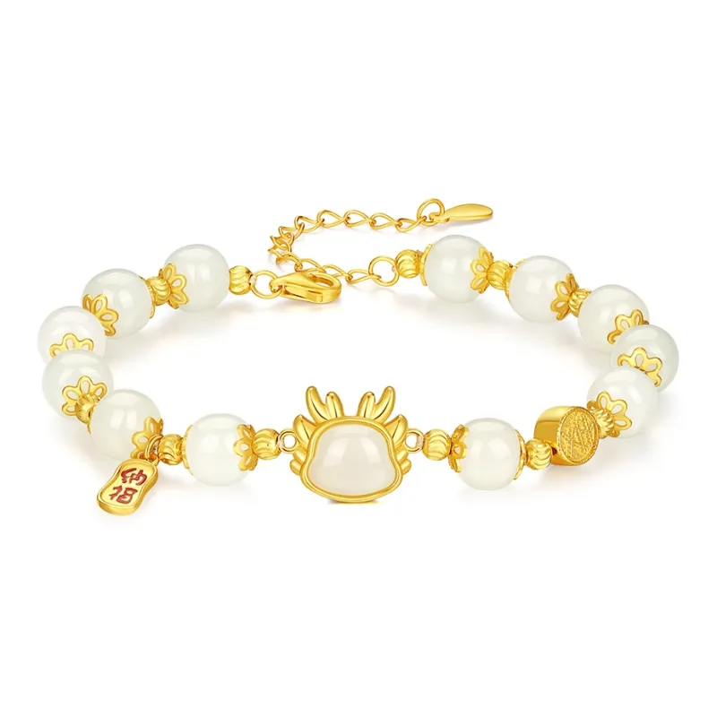 Olampe S925 Silver Hetian Jade Bracelets Women's Pale Greenish White Jade-0